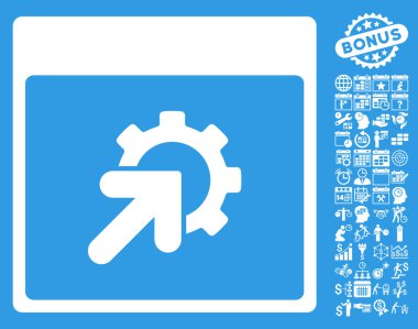 Bonus ile tümleştirme takvim sayfa düz vektör simgesi dişli