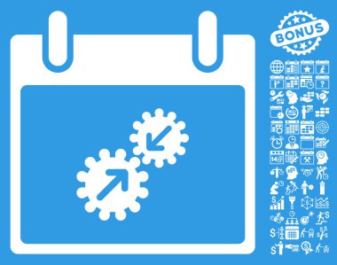 Gears entegrasyonu takvim gün düz vektör simge Bonus ile