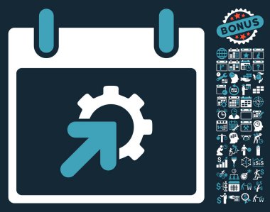 Bonus ile dişli Tümleştirme takvim gün düz vektör simgesi