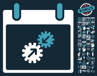 Gears entegrasyonu takvim gün düz vektör simge Bonus ile