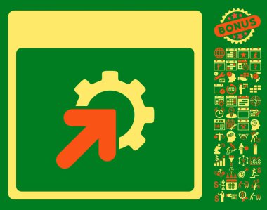 Bonus ile tümleştirme takvim sayfa düz vektör simgesi dişli