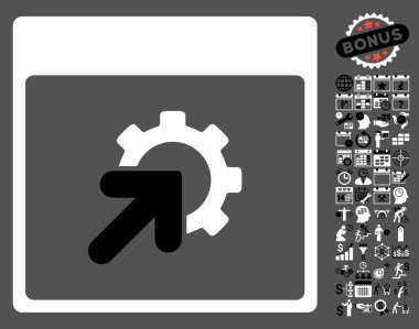 Bonus ile tümleştirme takvim sayfa düz vektör simgesi dişli