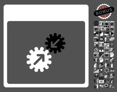 Gears entegrasyonu takvim sayfa düz vektör simge Bonus ile