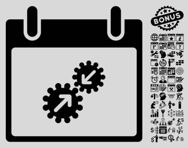 Gears entegrasyonu takvim gün düz vektör simge Bonus ile