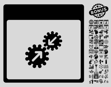 Gears entegrasyonu takvim sayfa düz vektör simge Bonus ile