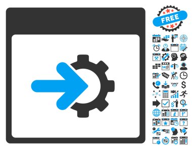 COG Tümleştirme takvim sayfa düz vektör simge Bonus ile