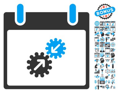 Gears entegrasyonu takvim gün düz vektör simge Bonus ile