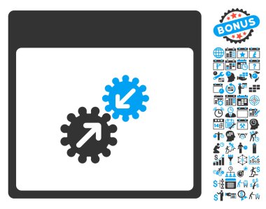 Gears entegrasyonu takvim sayfa düz vektör simge Bonus ile