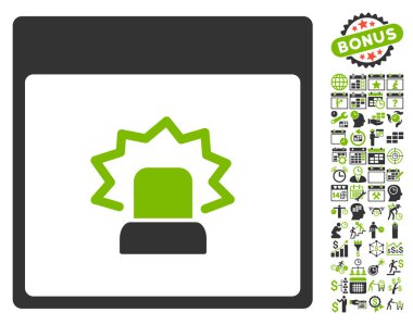 Bonus ile uyarı takvim sayfa düz vektör simgesi