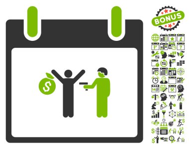 Bonus ile tutuklama takvim gün düz vektör simgesi