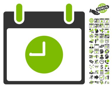 Saat takvim gün düz vektör simgesi Bonus ile