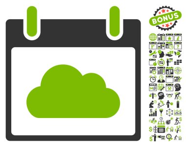 Bonus ile bulut takvim gün düz vektör simgesi
