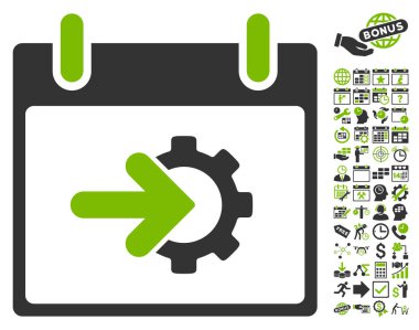 COG Tümleştirme takvim gün düz vektör simge Bonus ile