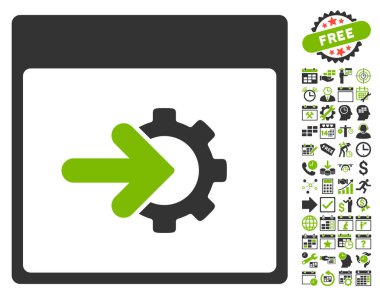 COG Tümleştirme takvim sayfa düz vektör simge Bonus ile