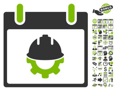 Bonus ile Geliştirme takvim gün düz vektör simgesi