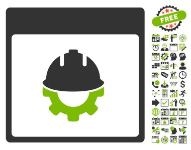 Bonus ile Geliştirme takvim sayfa düz vektör simgesi