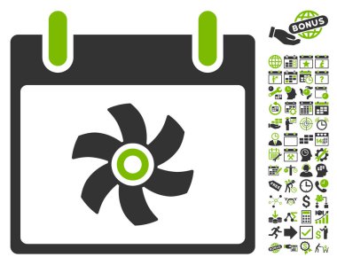 Bonus ile fan takvim gün düz vektör simgesi