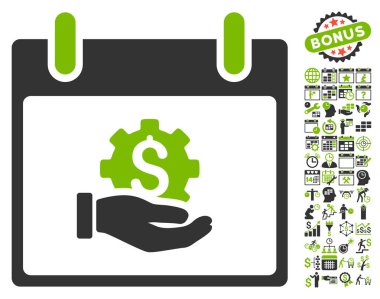Finansal kalkınma el takvim gün düz vektör simgesi Bonus ile