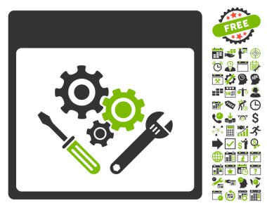 Vites araçlar ile Bonus sayfa düz vektör simge takvim