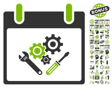 Araç Araçlar takvim gün düz vektör simgesi Bonus ile