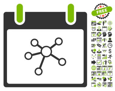 Bonus ile bağlantıları takvim gün düz vektör simgesi