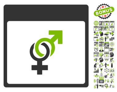 Bonus ile evlilik takvim sayfa düz vektör simgesi