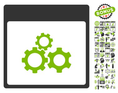 Mekanik vites ile Bonus sayfa düz vektör simge takvim