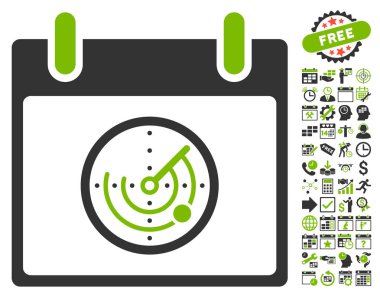 Bonus ile radar takvim gün düz vektör simgesi