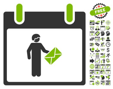 Postacı takvim gün düz vektör simge Bonus ile