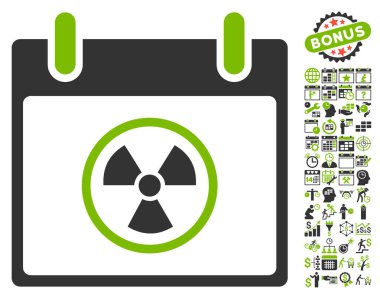 Bonus ile radyoaktif takvim gün düz vektör simgesi