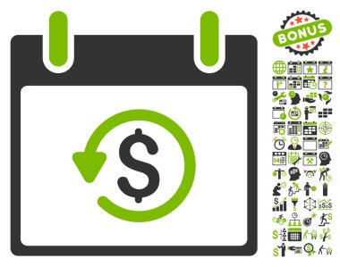 Takvim gün düz vektör simge Bonus ile iade