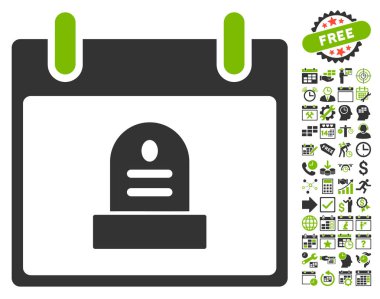 Bonus ile rip anıt takvim gün düz vektör simgesi