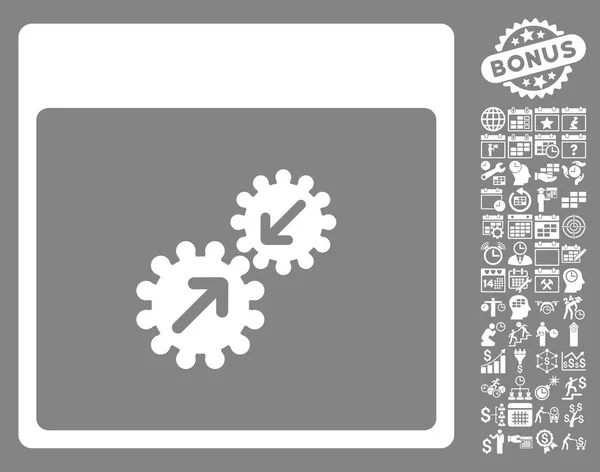 Gears Integration Calendar Page Flat Vector Icon With Bonus — Stock Vector