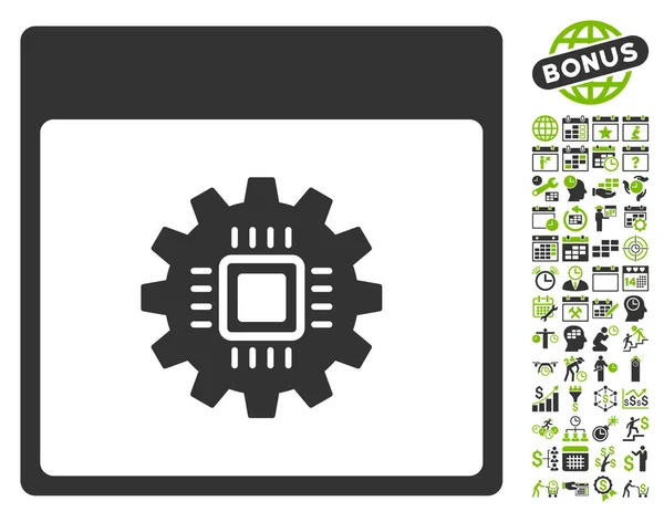 Icône vectorielle plate de page de calendrier de vitesse de puce avec le boni — Image vectorielle