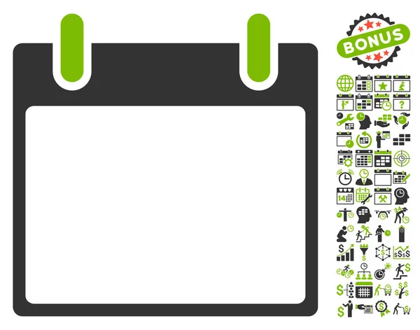 Icône vectorielle plate de feuille de calendrier vide avec le boni — Image vectorielle