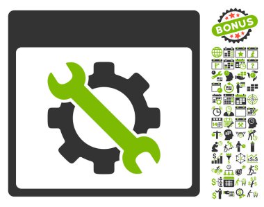 Ayarları araçları ile Bonus sayfa düz vektör simge takvim