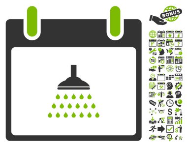 Bonus ile duş takvim gün düz vektör simgesi