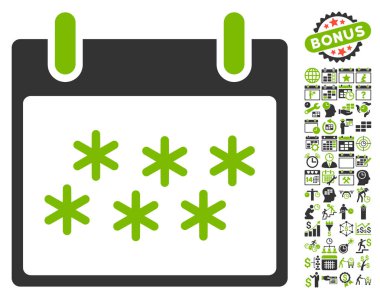 Bonus ile kar takvim gün düz vektör simgesi