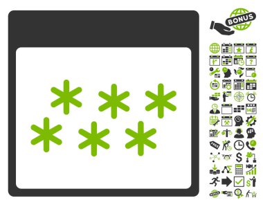 Kar taneleri ile Bonus sayfa düz vektör simge takvim