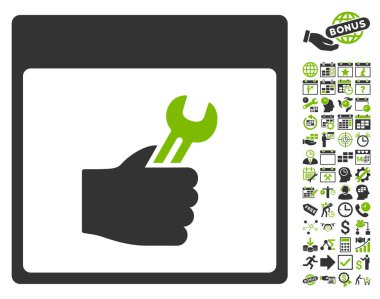 Anahtar hizmet el takvim sayfa düz vektör simgesini Bonus ile