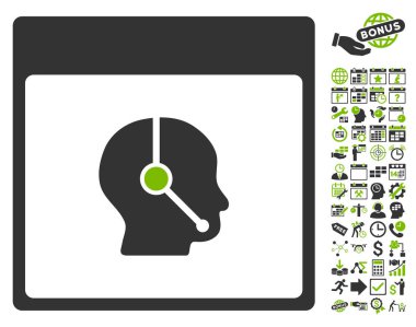 Telefonla satış operatör takvim sayfa düz vektör simge Bonus ile