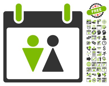 Tuvalet takvim gün düz vektör simgesi Bonus ile