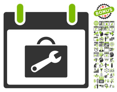 Araç kutusu takvim gün düz vektör simgesi Bonus ile
