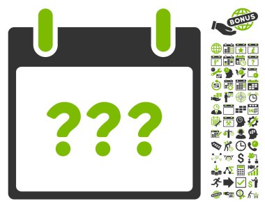 Bonus ile bilinmeyen gün takvim sayfa düz vektör simgesi