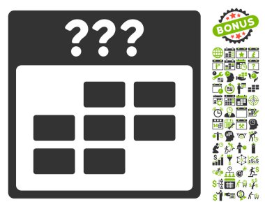 Bonus ile bilinmeyen ay takvimi kılavuz düz vektör simgesi