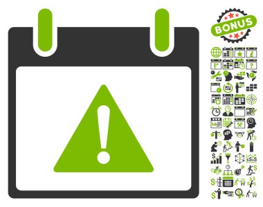 Uyarı takvim gün düz vektör simgesi Bonus ile
