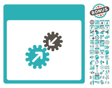 Gears entegrasyonu takvim sayfa düz vektör simge Bonus ile
