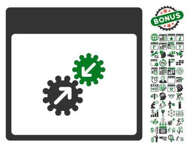 Gears entegrasyonu takvim sayfa düz vektör simge Bonus ile