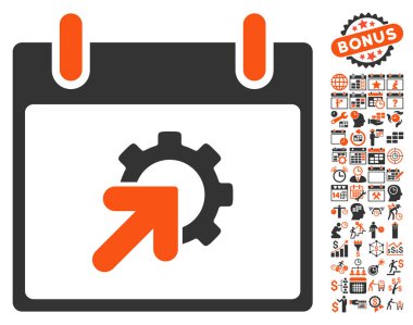 Bonus ile dişli Tümleştirme takvim gün düz vektör simgesi