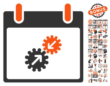 Gears entegrasyonu takvim gün düz vektör simge Bonus ile